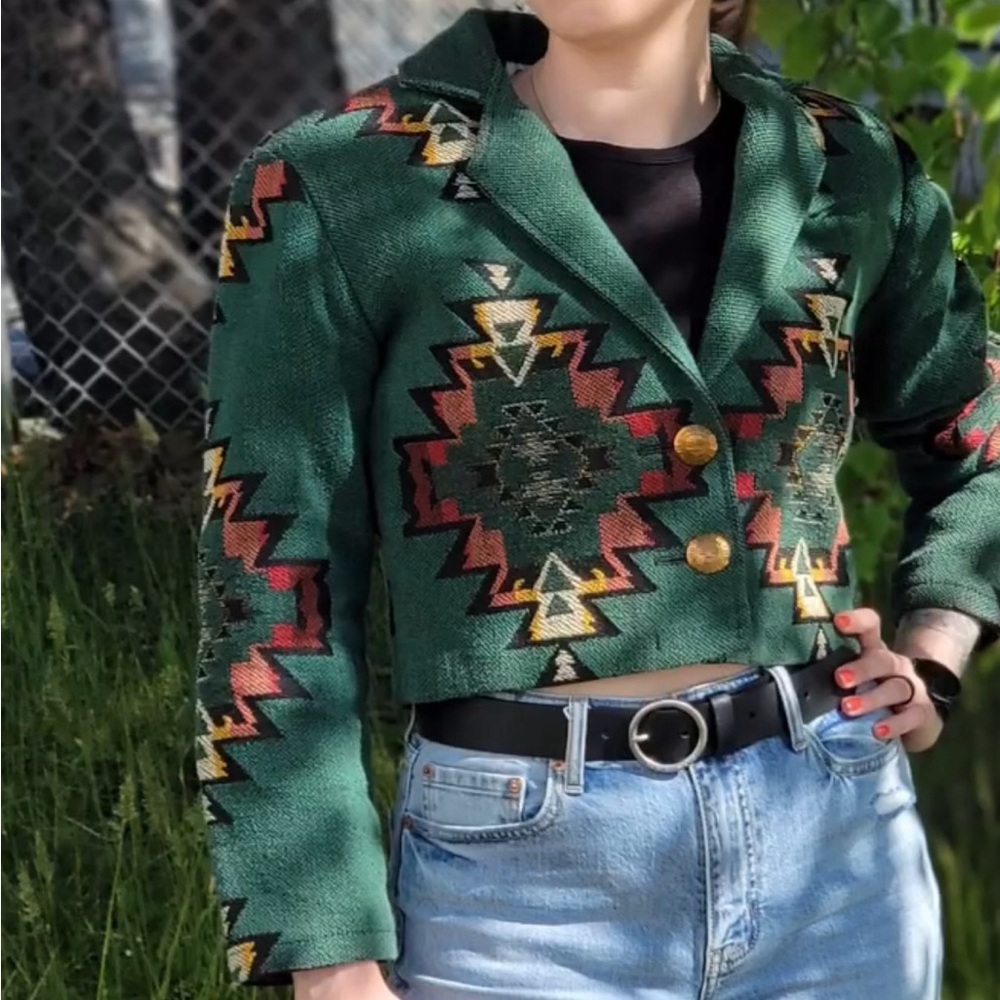 Vintage Bolero Heavy SOUTHWESTERN Cotton Jacket